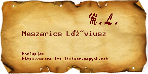 Meszarics Líviusz névjegykártya